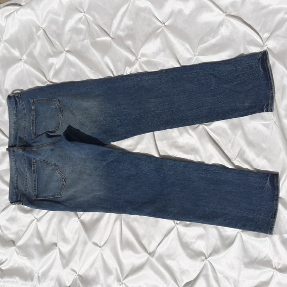 Old Navy Slim Built In Tough Flex 33x32 Distressed Plaid Patchwork Blue Jeans - Picture 6 of 17